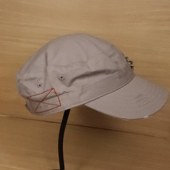 BK Grey Cadet Style Cap Hat Animal Print Floral Detail - Picture 4 of 6